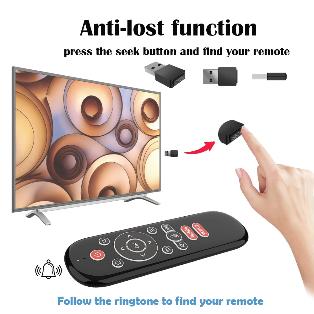 Control remoto Air Mouse W1 PLUS 2,4G RF IR Mini teclado inalámbrico giroscopio teclado sentido antipérdida para Smart Android TV Box - imagen 2
