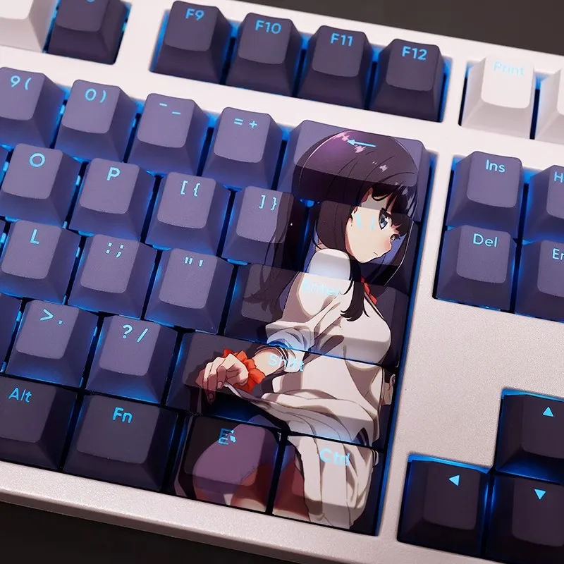 Juego de 108 teclas SSSS GRIDMAN Takarada Rikka, teclas PBT Dye retroiluminadas, teclas de Anime para teclado ANSI 61, 87, 104, 108 - imagen 5