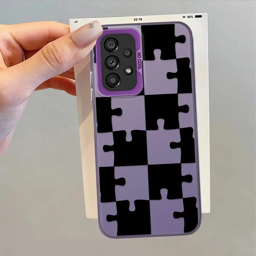 Funda para Samsung Galaxy A06 A15 A12 A11 A04e A03 A14 A16 A02 A50 A13 A20s funda trasera para teléfono divertido rompecabezas negro - imagen 2