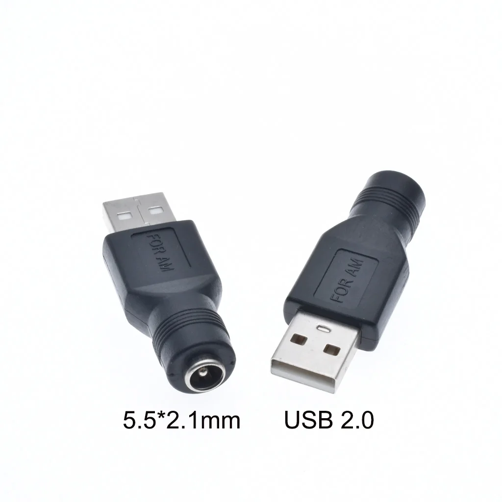 Conector hembra CC a USB 2,0 macho, adaptador de conector de enchufes de alimentación de 5V para ordenador portátil 3,5*1,35mm/4,0*1,7mm/5,5*2,1mm, Color negro - imagen 4