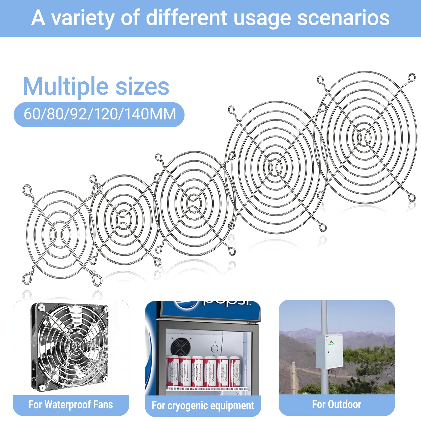 2 uds nueva parrilla protectora de ventilador de acero inoxidable 304 60MM 80MM 92MM 120MM 140MM parrilla de ventilador de refrigeración - imagen 4