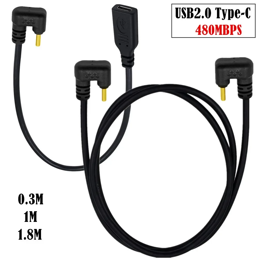 Codo en forma de U USB-C USB2.0 tipo C macho a hembra/macho a macho cable de extensión 0,3 m/1m/1,8 m U en ángulo de 90 grados