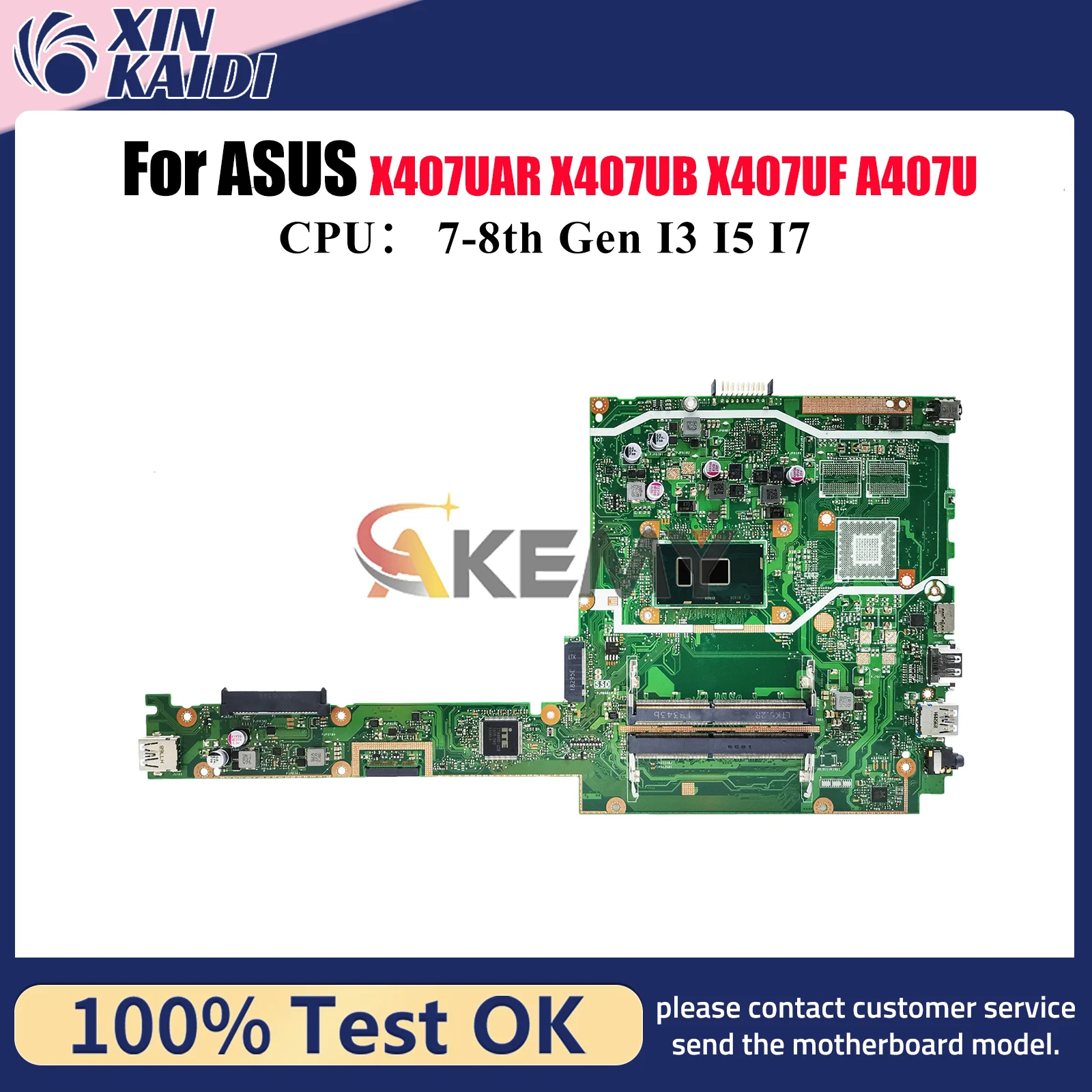 Placa base para ordenador portátil X407UAR para ASUS A407U X407UV X407UA X407UAR X407U X407UB Y4000U F407U X407UF X407UBR placa base I3 I5 I7 CPU