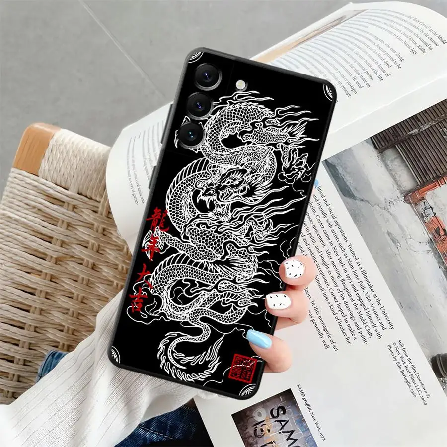 Funda de teléfono suave negra con diseño de dragón chino para Samsung Galaxy A36 A41 A26 A72 A51 A73 A24 A55 A22 A52 A23 A53 A25 A71 A32 - imagen 3