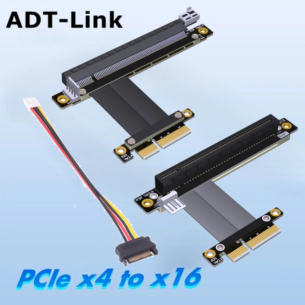 PCIE Riser PCI E 4x 16x Cable PCI Express Riser Card PCIe X4 a X16 3,0 GEN3 Cable de extensión adaptador convertidor SSD GPU - imagen 2
