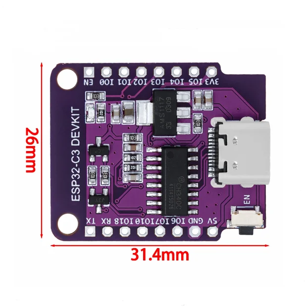 Placa de desarrollo MINI ESP32-C3 equipada con el módulo ESP32-C3-MINI-1-N4 Wifi Bluetooth BLE5.0 - imagen 3