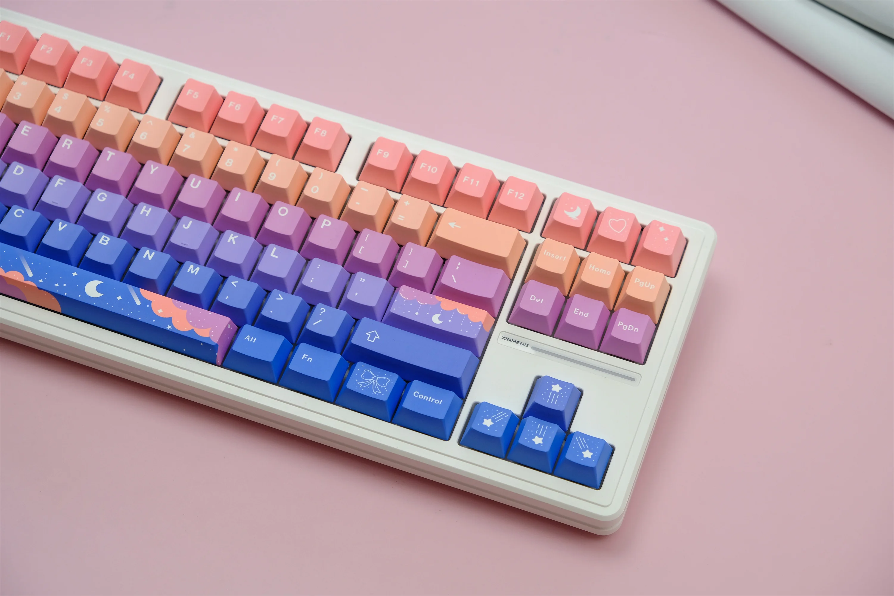 Tapa de tecla de luna de estrellas, teclas PBT de 129 teclas, perfil de cereza, tinte-SUB personalizado para teclado mecánico - imagen 4