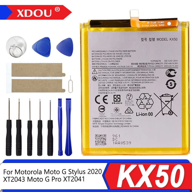 Nueva batería KX50 de 4000mAh para Motorola Moto G Stylus 2020 XT2043 Moto G Pro XT2041 baterías de teléfono + herramientas