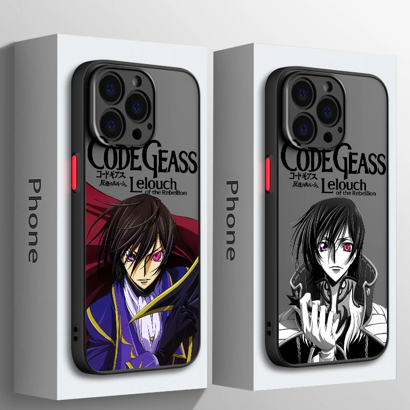 Funda translúcida mate para teléfono móvil Apple, carcasa de Anime con código GEASS, para iPhone 15, 14, 13, 12, 11, XS, Mini Pro Max, 8, XR, X - imagen 2