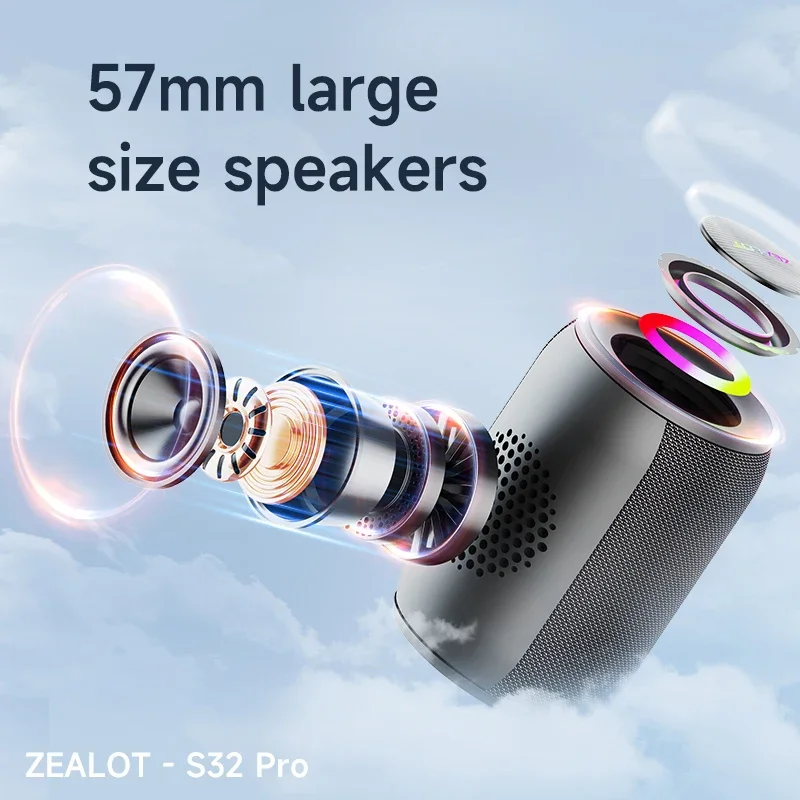Zealot S32 pro Bluetooth inalámbrico al aire libre altavoz subwoofer portátil impermeable IPX6 doble emparejamiento 3600mAh altavoz inalámbrico - imagen 3