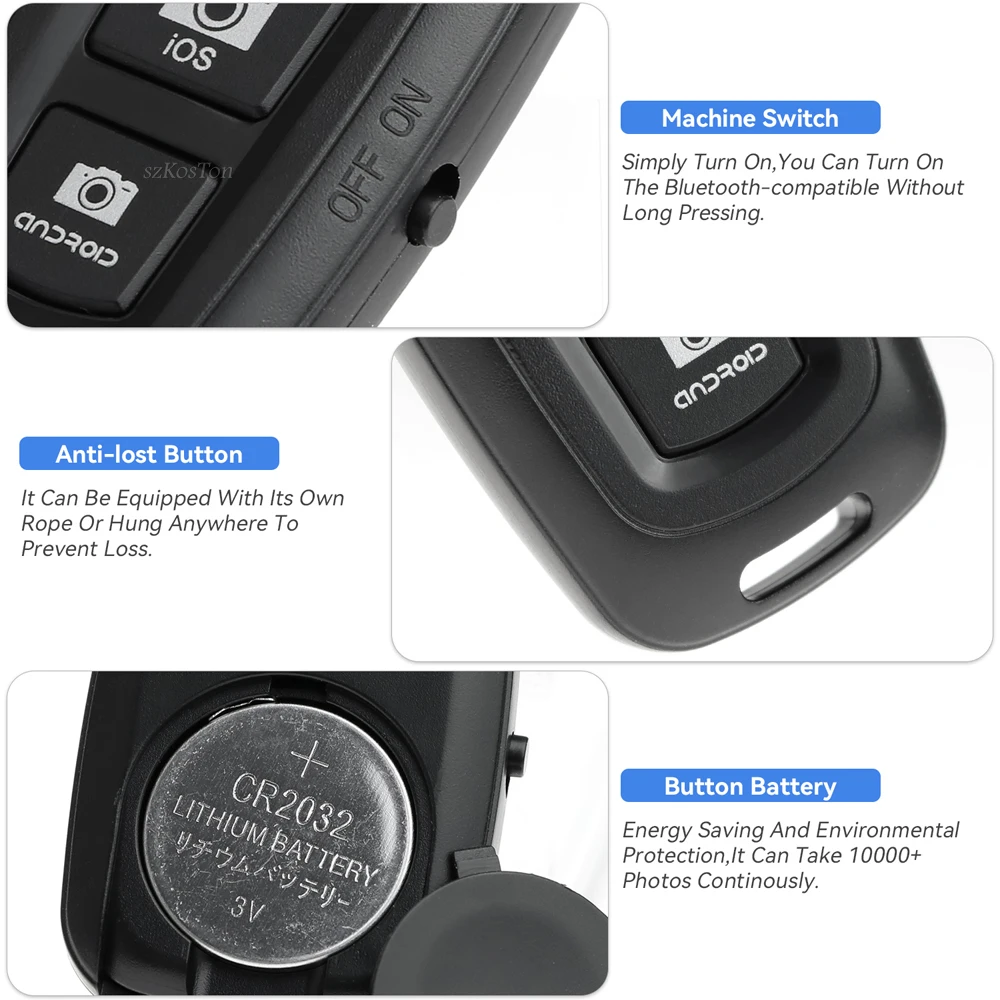 Mini botón de Control compatible con Bluetooth, controlador inalámbrico, temporizador, palo de cámara, disparador, Selfie para teléfono inteligente - imagen 4