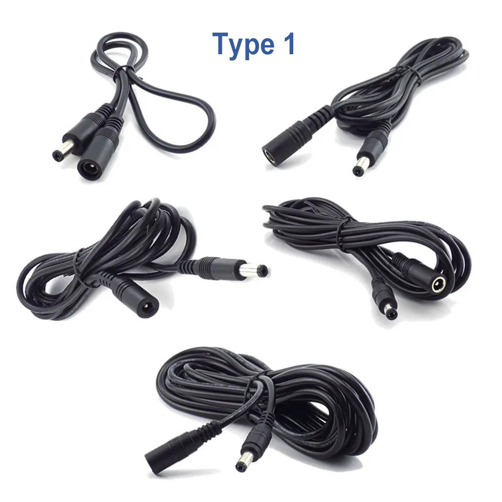 Cable de extensión de alimentación de 0,5 M-5M, 12V CC, enchufe 5,5x2,1, hembra a macho, 5,5x2,5, Cable adaptador macho a macho para tira de luz de cámara CCTV - imagen 3