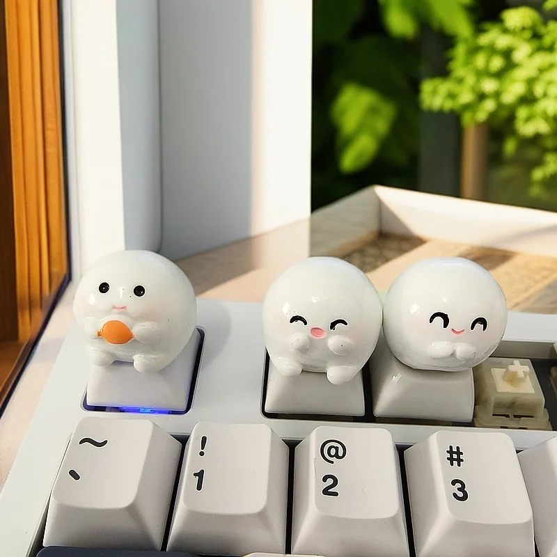 DIY personalizado Keycap lindo dibujo animado pequeño Dumpling Elf Artisan Keycaps para teclado mecánico tapas adornos decorativos de escritorio regalo - imagen 3