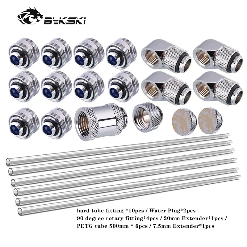 BYKSKI-accesorios de tubo duro de 90 grados/Kits de tubos, refrigeración por agua, accesorios de ordenador, Kit de refrigeración por agua, rosca G'1/4 DIY - imagen 4
