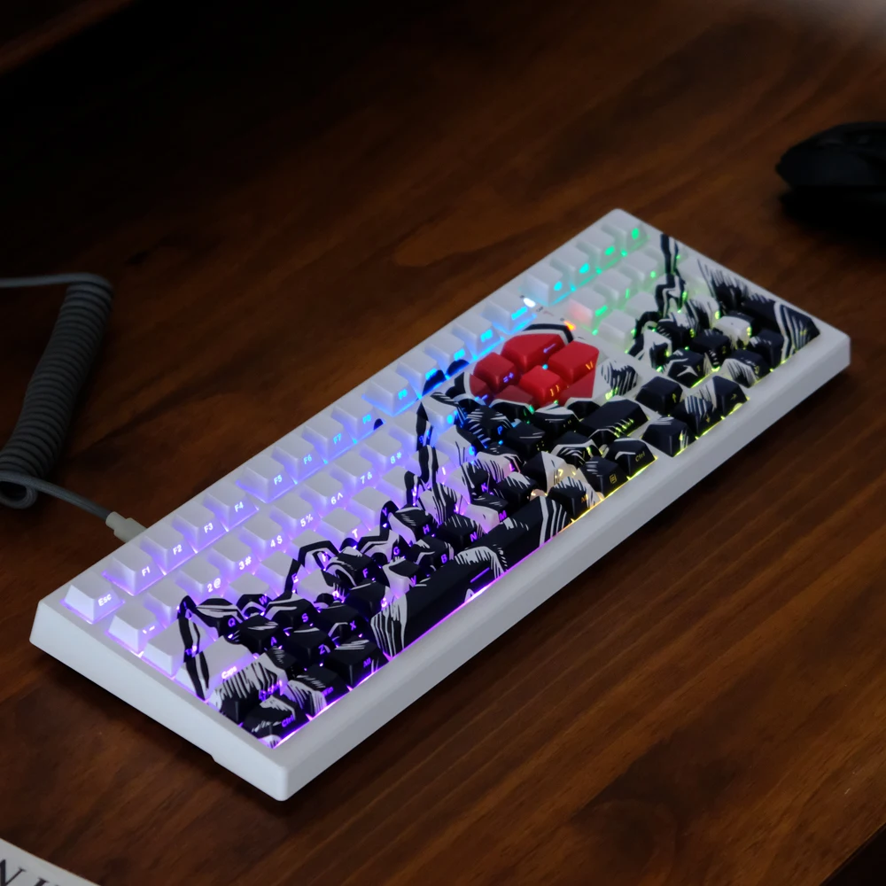 136 teclas The Sun Rises High Keycap estampado lateral teclas retroiluminadas perfil de cereza PBT tapa de tecla de doble disparo para teclado de juego MX