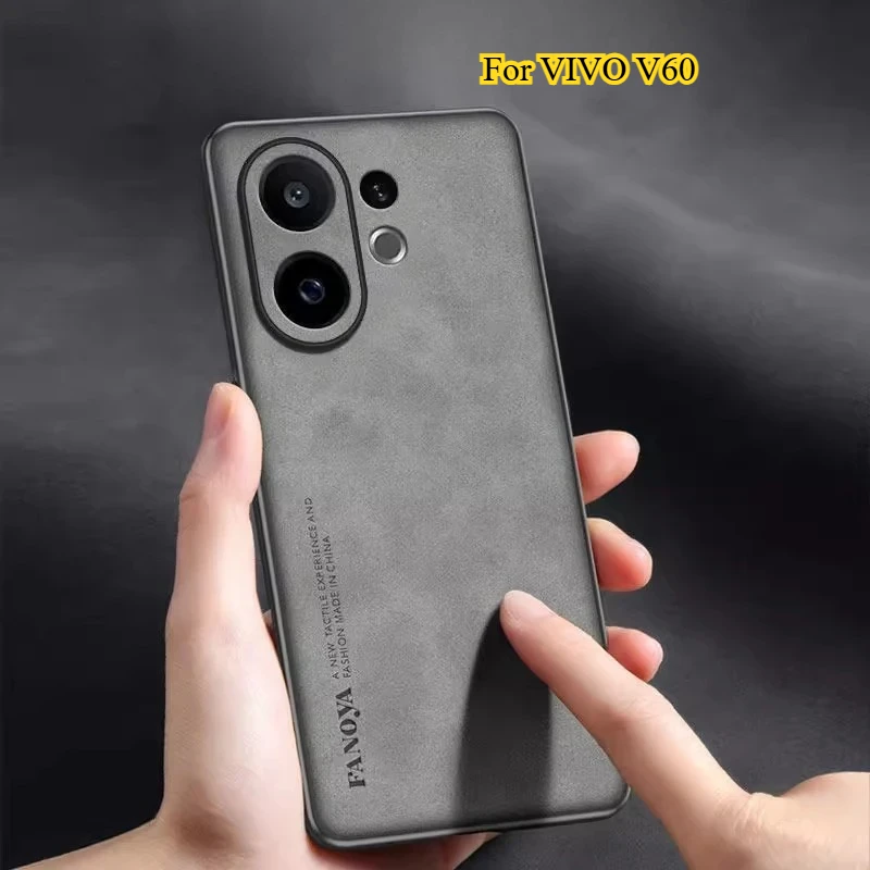 Para VIVO V60 V 60 funda trasera dura mate de piel de oveja de lujo para VIVO V50 Lite protección de cámara a prueba de golpes cubierta de teléfono de marco suave - imagen 2
