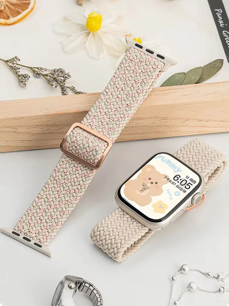 Solo Loop trenzado para Apple watch band 46mm 40mm 44mm 49mm 41-45mm pulsera de nailon elástico iWatch series Ultra 9 8 7 se 10 - imagen 2