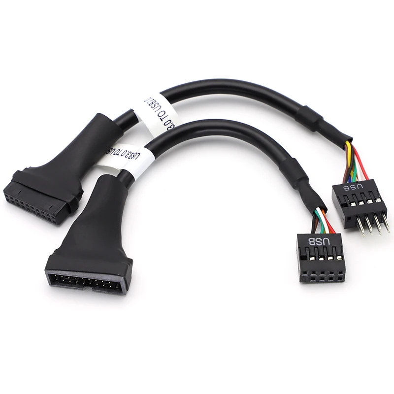 1 Uds. Placa base USB 2,0 IDC 9 pines hembra a USB 3,0 adaptador macho de 19/20 pines, placa base USB 3,0 cabezal de 20 pines a Cable USB 2,0 de 9 pines - imagen 2