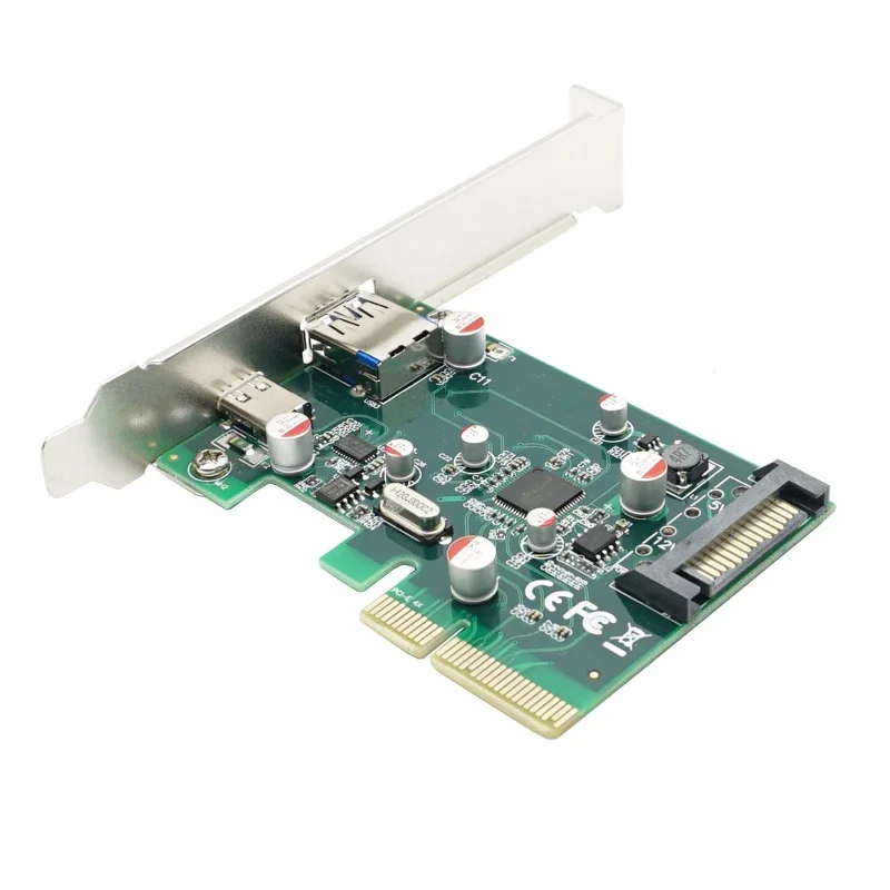 PC de escritorio PCI Express Pcie x4 a USB3.1 tipo A + tarjeta controladora de Host tipo C pcie 4x a usb 3,1 adaptador tipo A SuperSpeed 10Gbps - imagen 2