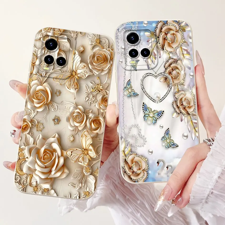 Para Vivo Y33s funda V2109 lindo conejo gato arco dibujos animados suave silicona Coque para Vivo Y21 2021 Y21S Y21A Y21E Y21T Y33T parachoques - imagen 3