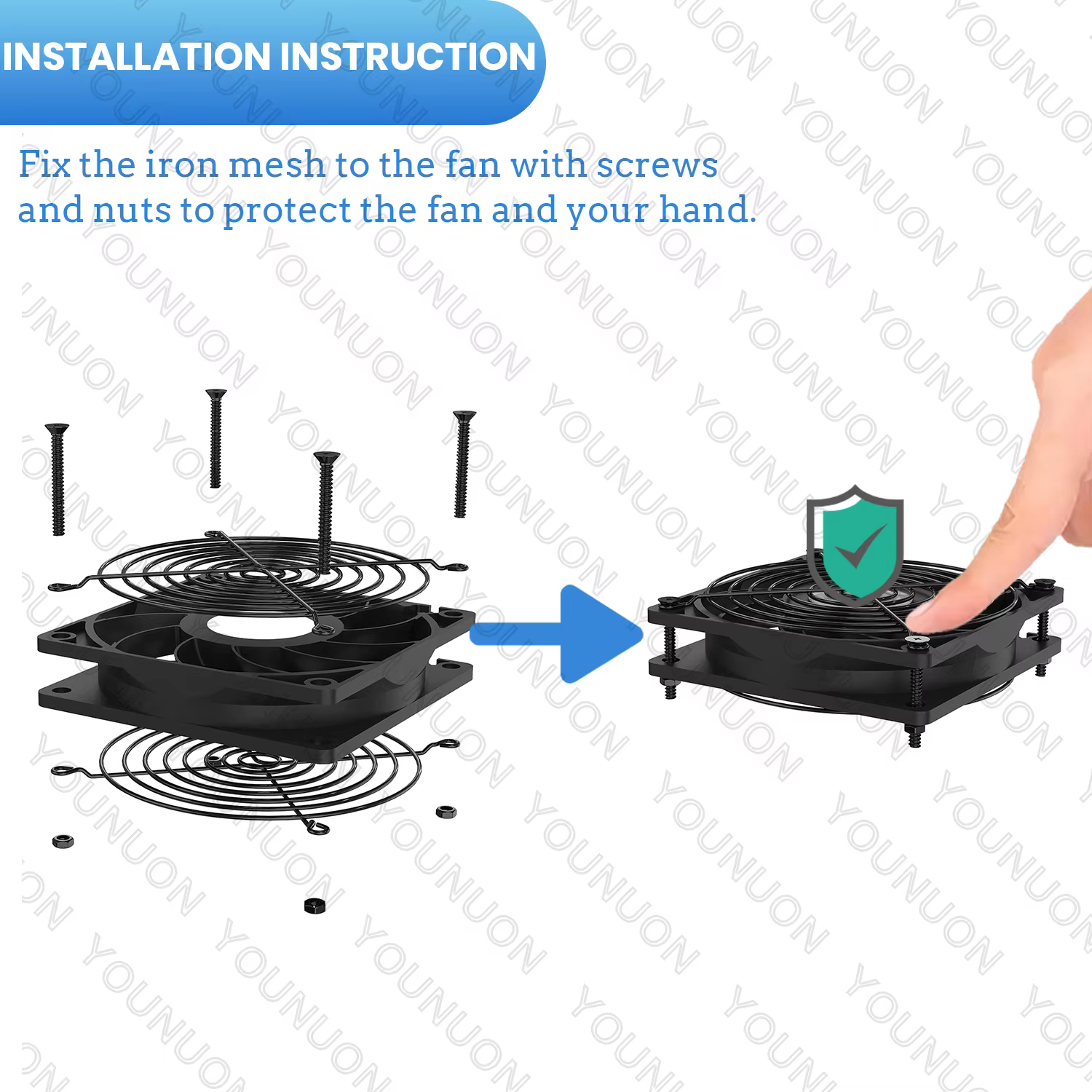 Parrilla metálica para ventilador PC 60-140mm – Protección dedos
