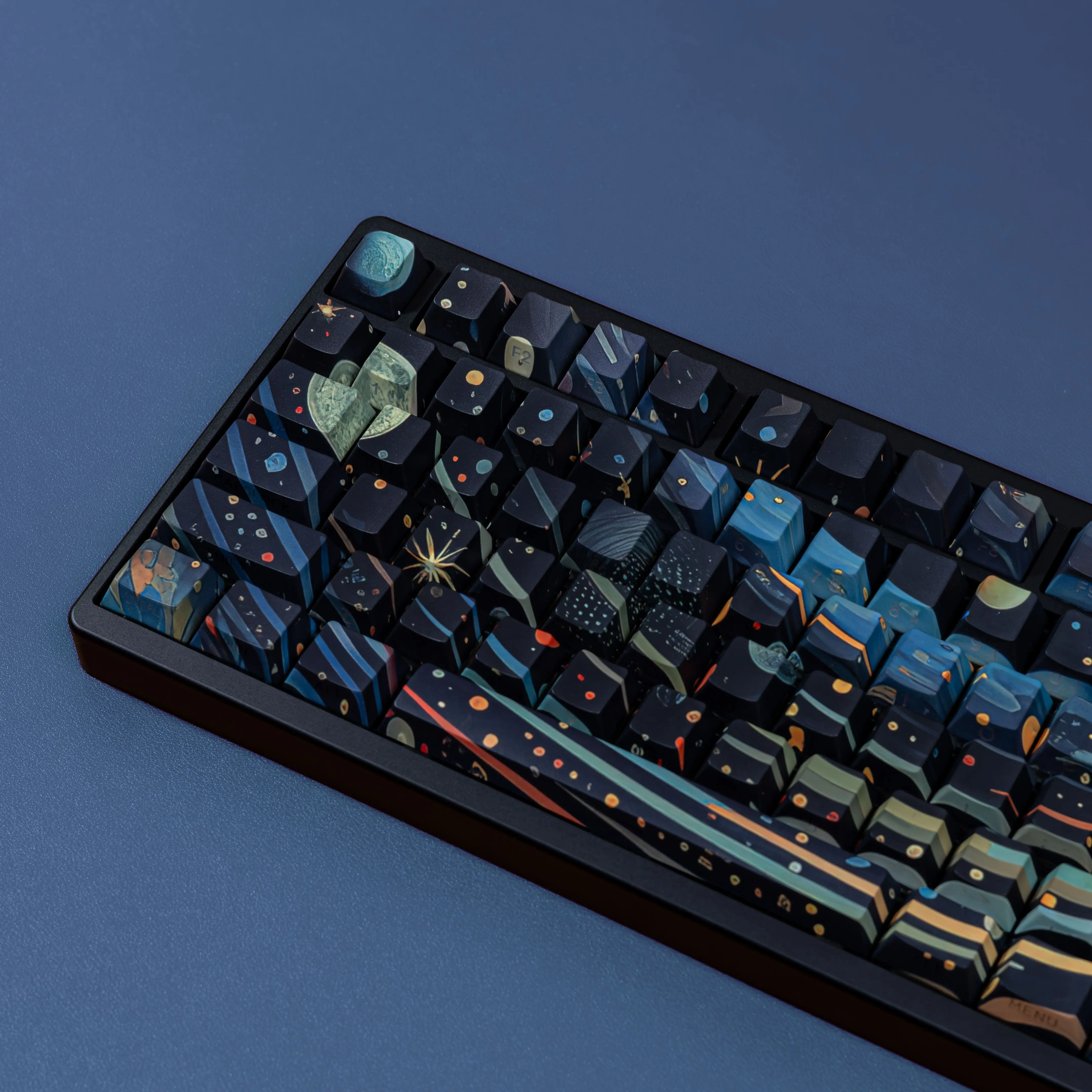 Teclas de cielo estrellado y cereza, Material PBT, letras laterales, teclas sub teñidas, 131 teclas para teclado mecánico, diseño ISO ANSI, Wooting A75 - imagen 3