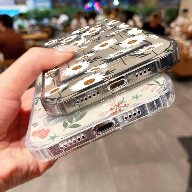 Funda de teléfono transparente con flores rosas y blancas para iPhone 16 15 14 13 Pro Max 12 11 XS XR 7 8 Plus SE2, funda protectora de lente para tarjetas y billetera - imagen 5