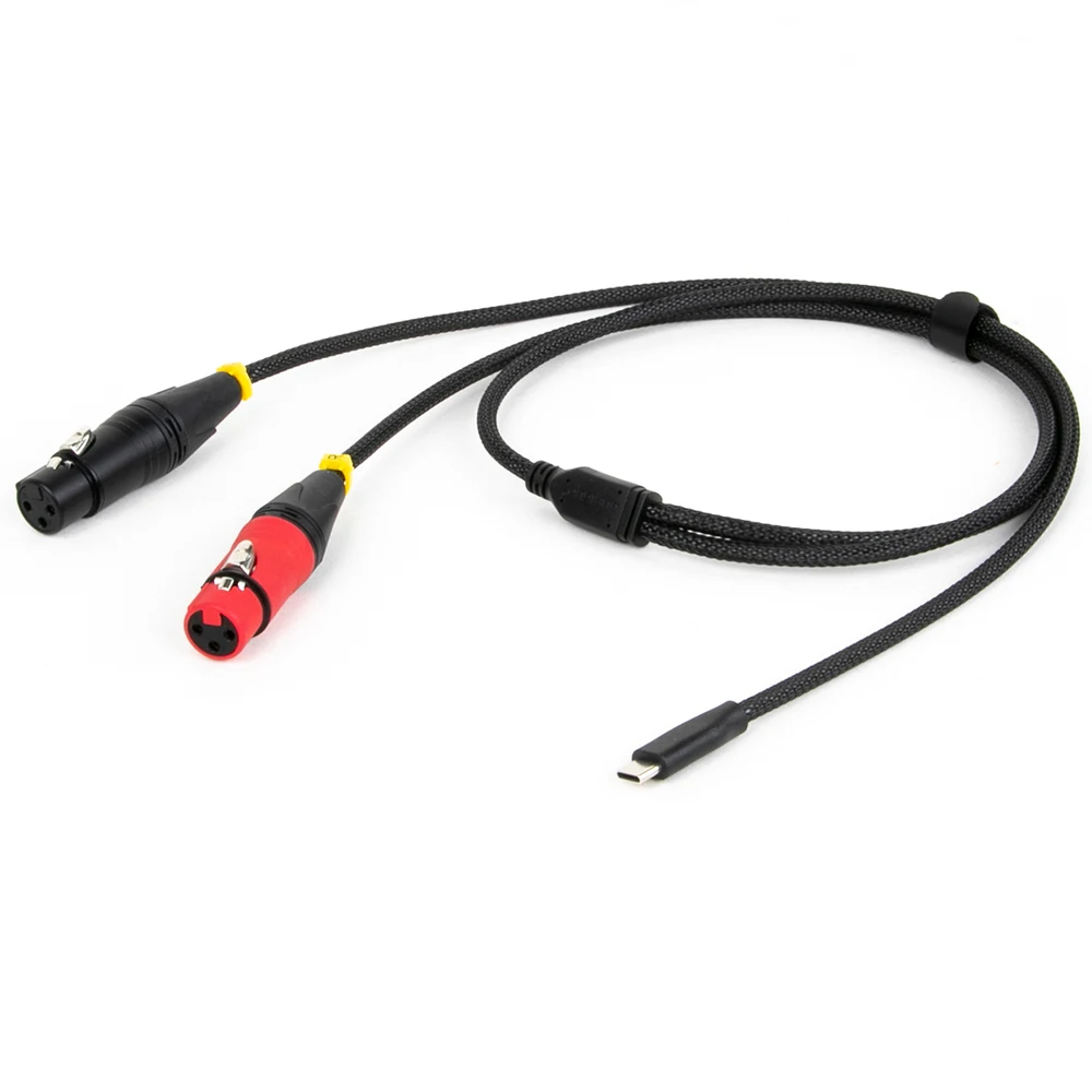 Cable de audio USB C a XLR dual, tipo C macho a 2 XLR macho/hembra amplificador de potencia estéreo cable trenzado para amplificador, altavoz, consola mezcladora - imagen 2