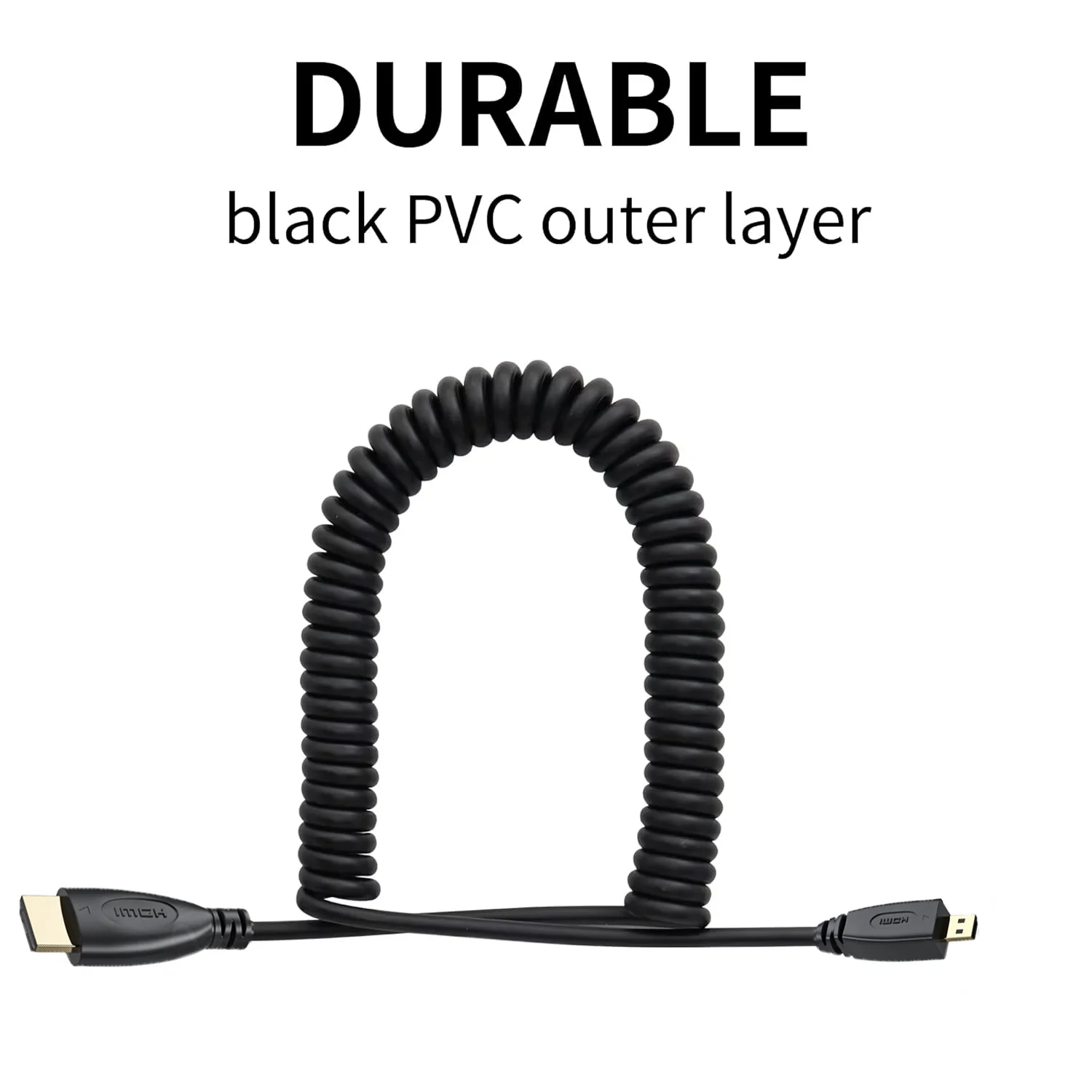 Cable compatible con HDMI 1,4 ángulo izquierdo/derecho Mini o Micro HDMI Cable Flexible de rizo de resorte compatible para tableta DSLR Monitor HDTV - imagen 4