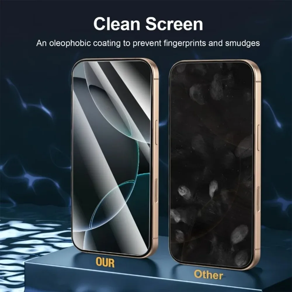 2 uds Protector de pantalla de cubierta completa para iPhone 16 15 14 Pro Max 16e 15 14 Plus 13 11 12 Pro XS XR sin polvo HD vidrio templado transparente - imagen 3