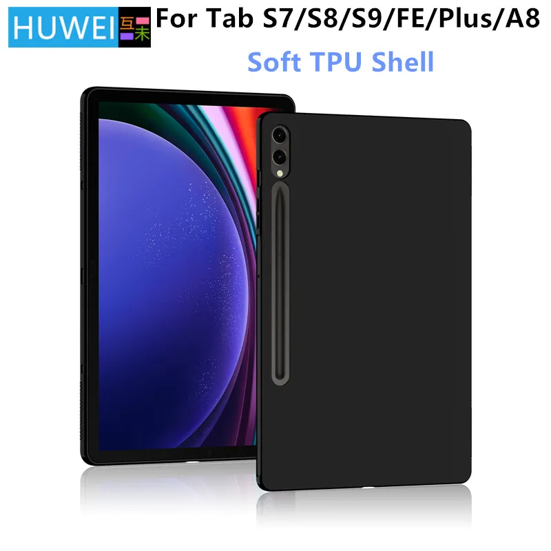 HUWEI-funda para Samsung Galaxy Tab S9 11 2023 S7 FE S8 S9 Plus Ultra 12,4 A8 A7 S6, carcasa protectora de silicona suave TPU