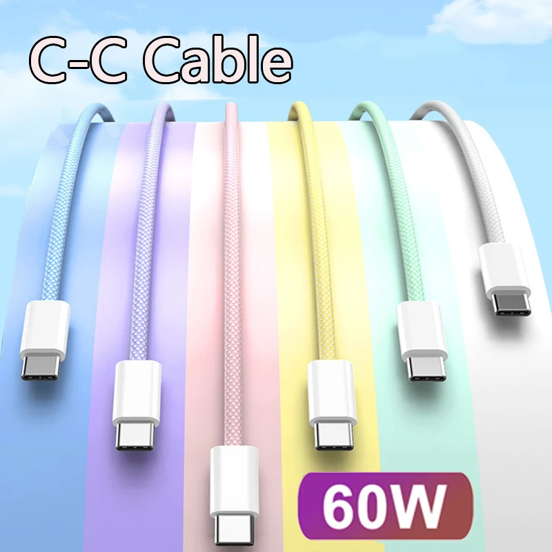 1M 10 Uds 20 piezas Cable USB C a tipo C 60W para Apple Phone 15 PD carga rápida para Huawei Xiaomi Samsung tipo C accesorios de Cable - imagen 3