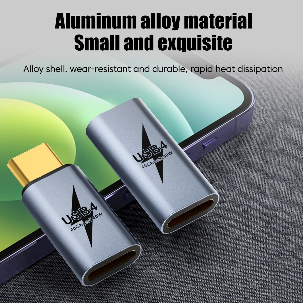 Adaptador recto/codo tipo C hembra a tipo C macho de 240W, carga rápida 8K 60Hz, adaptador USB C a USB C para iPhone 15 16 - imagen 4
