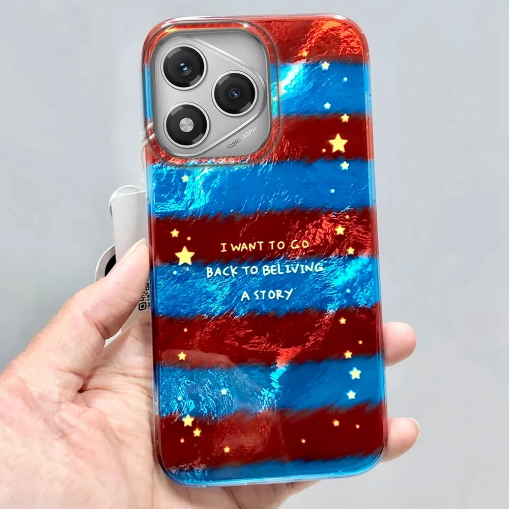  Funda de teléfono con diseño de estrellas y rejilla de empalme para Honor 400 200 90 Smart Pro Magic7 6 5 70 Lite X9a X9c X9b X8b X8a X8c X7c X7b X6c X6