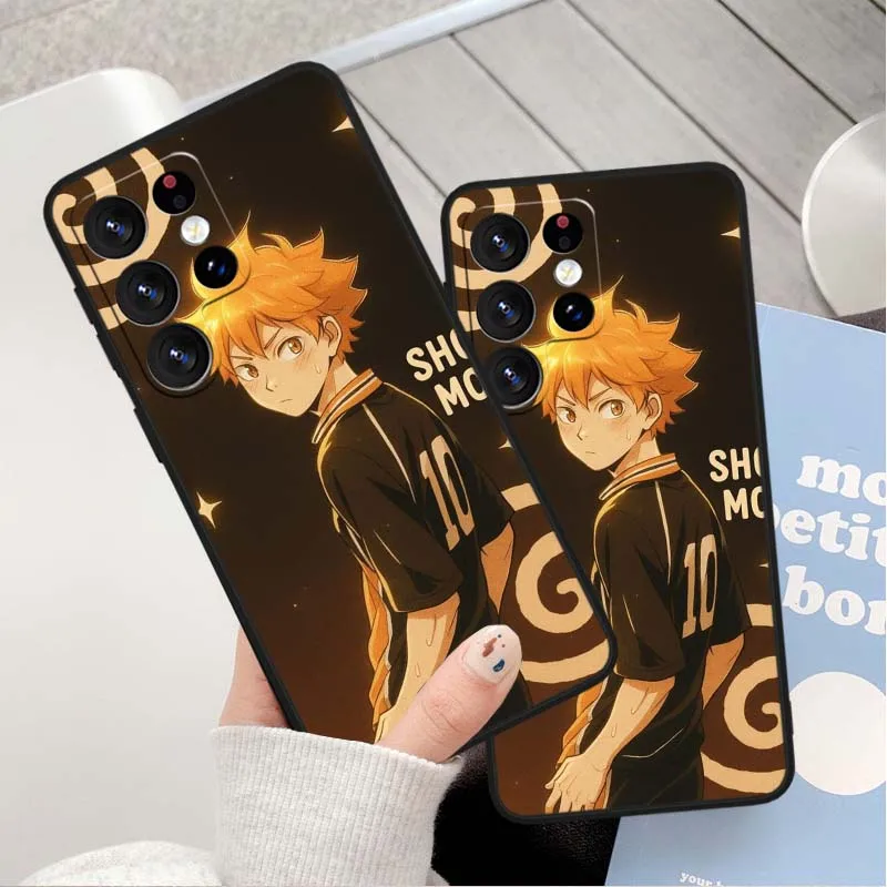 Shoyo Hinata Anime para Samsung Galaxy S25 S24 S23 S22 S21 S20 S10 S9 S8 FE Lite Ultra Plus 5G funda de teléfono negra - imagen 3