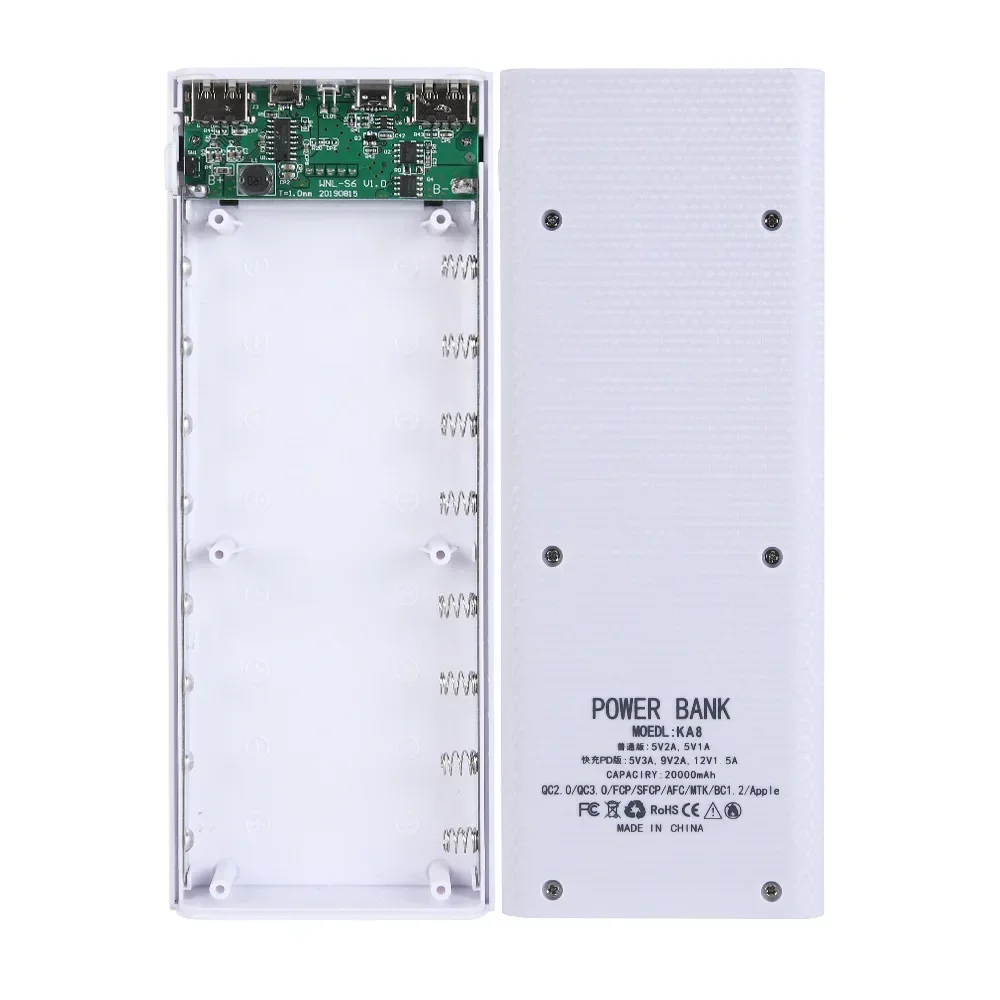 Carcasa USB Dual para banco de energía Micro USB tipo C 5V 4.5A DIY 8X18650 caja de almacenamiento de carga de batería carga súper rápida sin batería - imagen 4