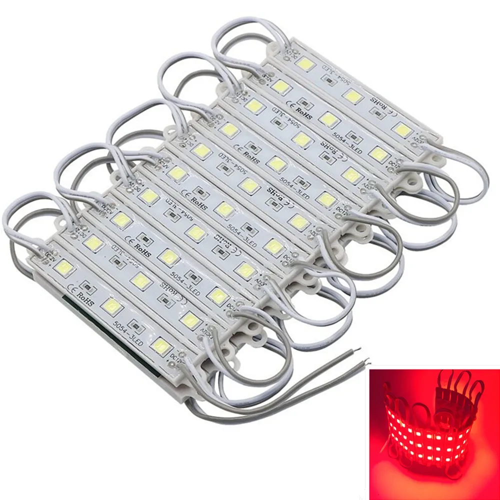 20 unids/lote DC12V módulo LED 3 SMD 5054 Color blanco frío/rojo impermeable IP66 retroiluminación súper brillante para señalización - imagen 2