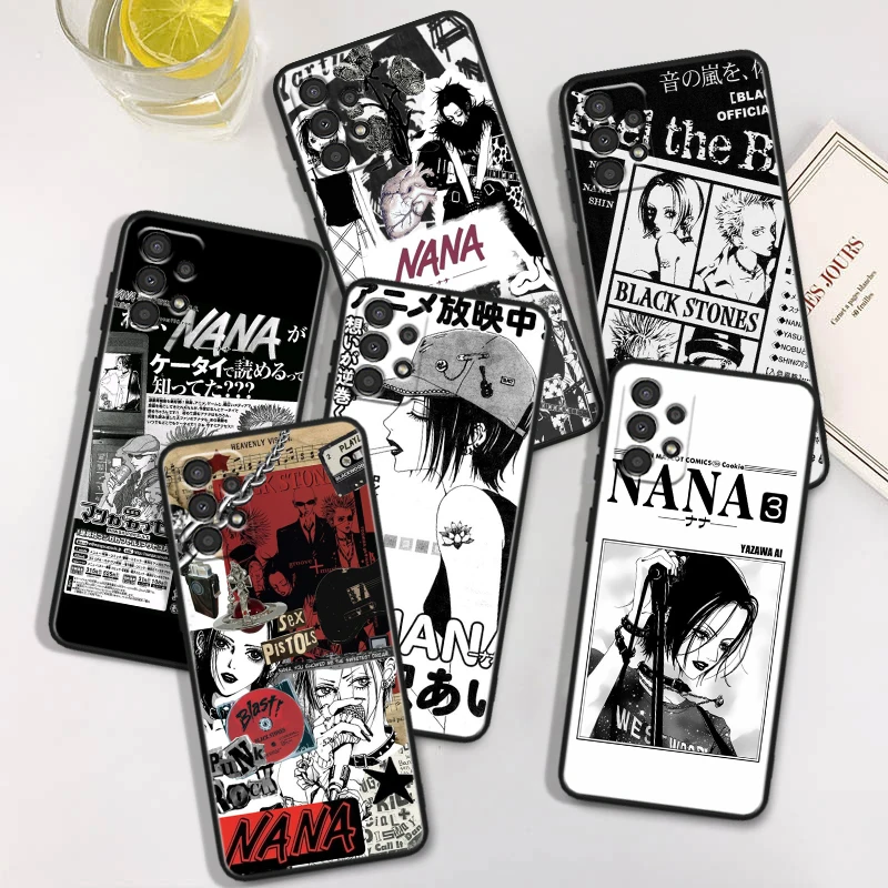 Nana Osaki Anime para Samsung A73, A72, A54, A53, A52S, A34, A33, A32, A24, A23, A22, A14, A13, A03S, A02S, funda de teléfono suave negra