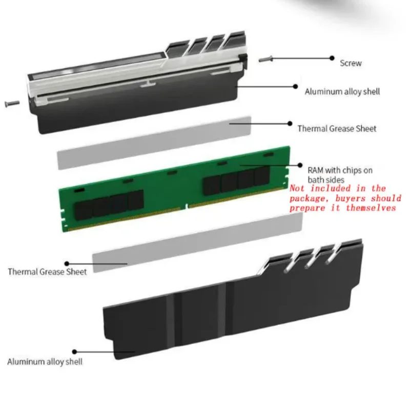 ICE Whale NC-1 RAM Armor 5V ARGB sincronización de la placa base espejo infinito chaleco de enfriamiento de memoria de escritorio de aluminio con almohadilla térmica - imagen 3