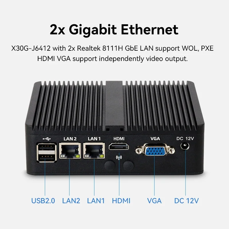 Mini PC Industrial Intel Celeron J6412 Sin Ventilador Ethernet WiFi 4G - imagen 3