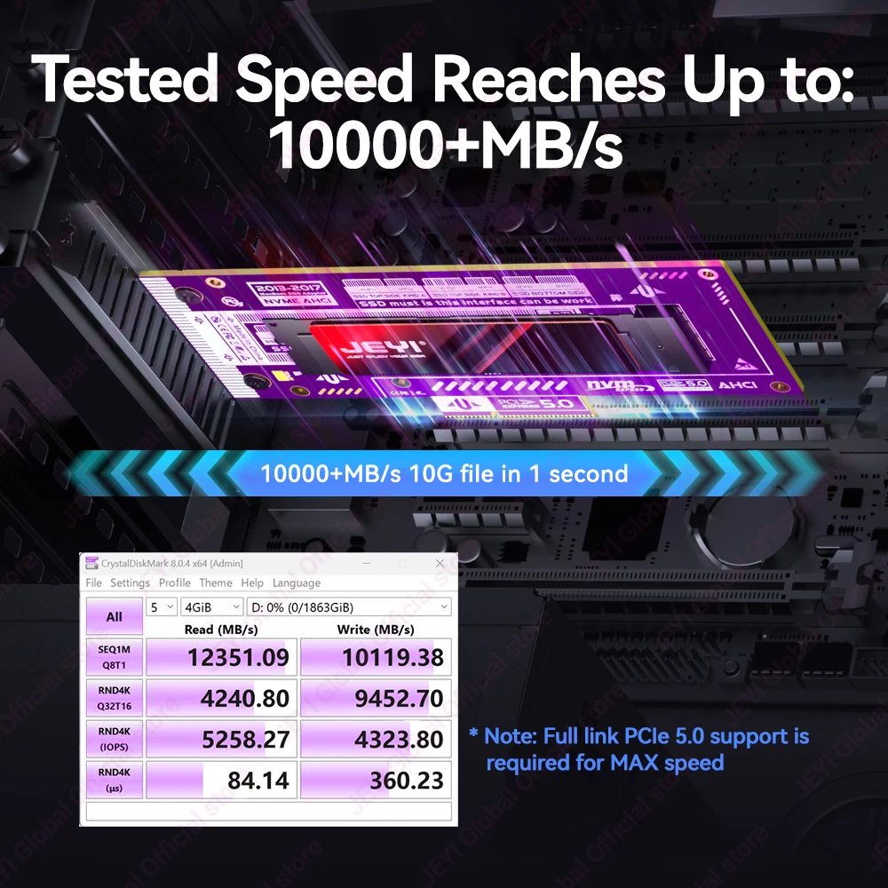 Adaptador JEYI PCIe 5.0 SSD para MacBook Air/Pro 2013-2017 - Soporte NVMe/AHCI, velocidad de 128 Gbps, compatible con PCIe x4/x8/x16 - imagen 3