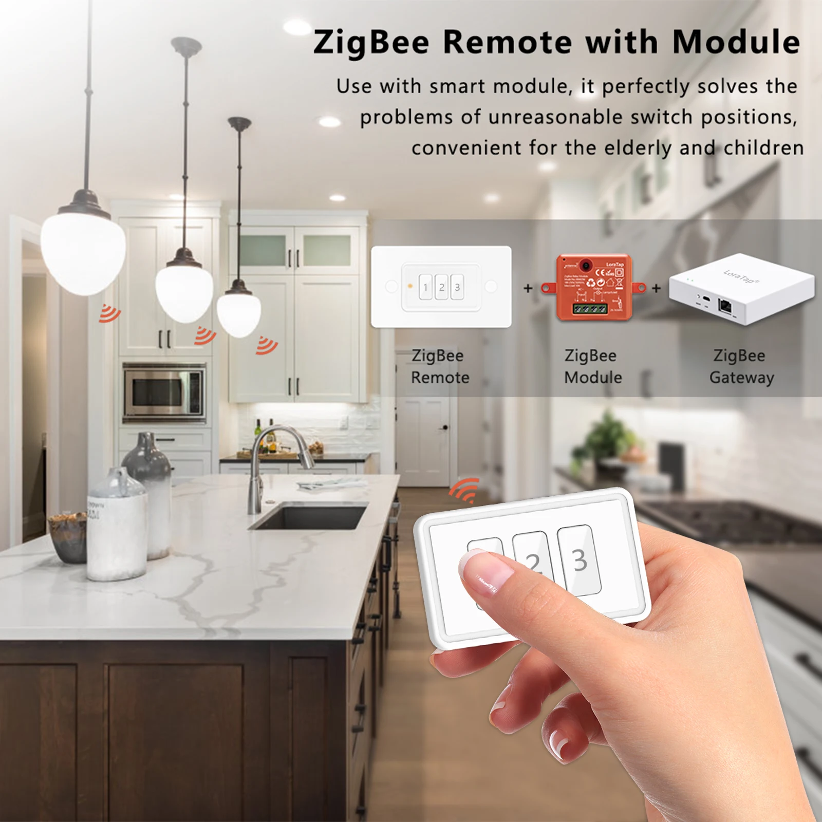 QCSMART Tuya Smart Life ZigBee 3,0 pulsador portátil inalámbrico 1,2,3 Gang UE EE. UU. Control remoto interruptor de escena automatización DIY - imagen 4