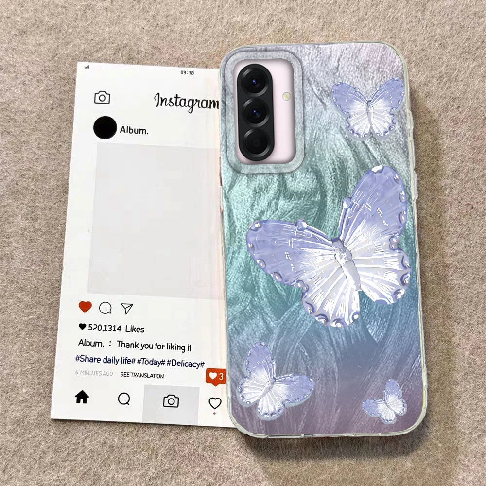 Funda de teléfono de mariposa Multicolor de dibujos animados para Samsung Galaxy A55 A56 A36 A26 A16 A14 A24 A34 A54 A06 A53 funda trasera de silicona - imagen 5