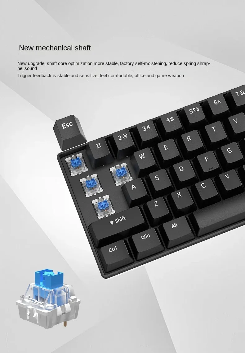 Teclado mecánico blanco para juegos, dispositivo USB 60%, mini teclado español, teclado para pc, ordenador portátil - imagen 4