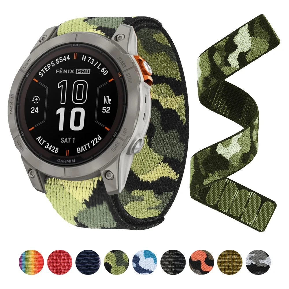 Correa de nailon con gancho de 22mm y 26mm para Garmin Fenix 7 7X Pro/Epix Pro Gen2 47mm 51mm 5Plus 6XPro Enduro 2 forerunner 965