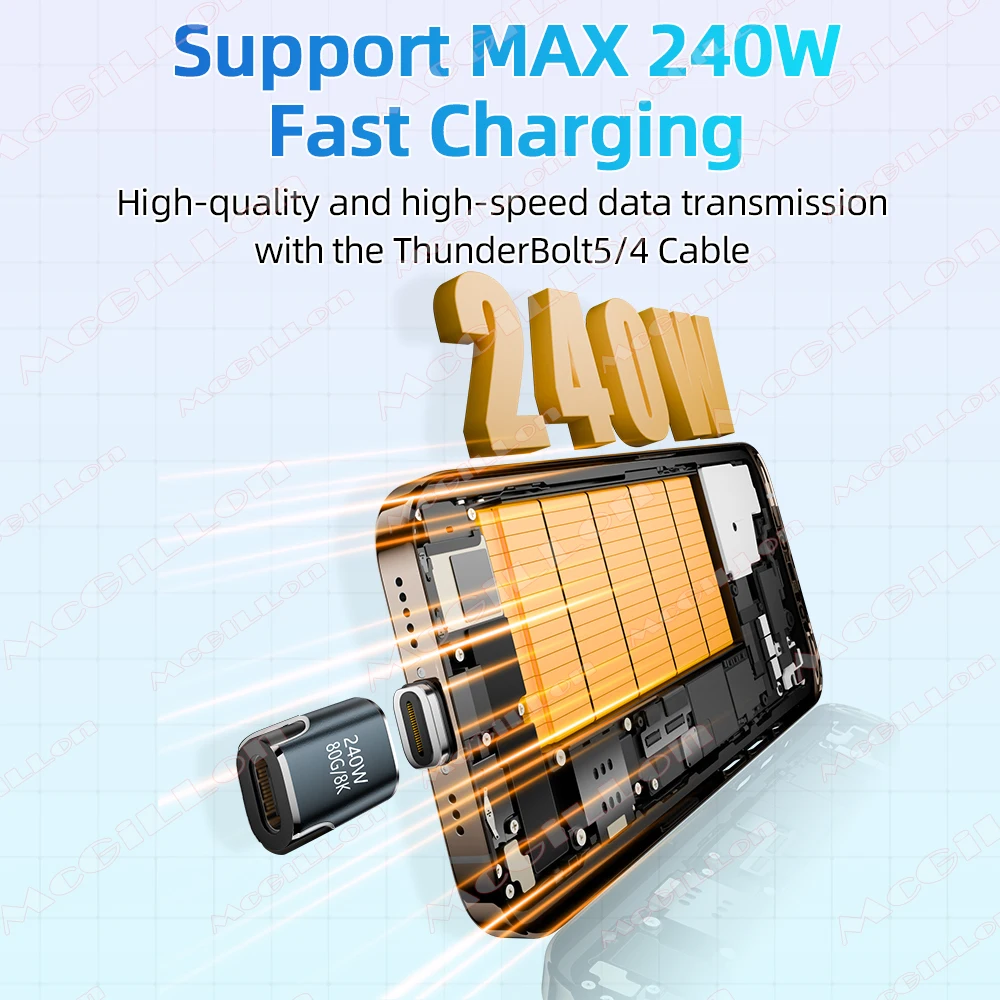 240W USB4.0 80Gbps Thunderbolt5 magnético tipo C OTG USB C a USB-C Cable convertidor magnético de carga rápida 8K @ 60Hz adaptador USB tipo C - imagen 4