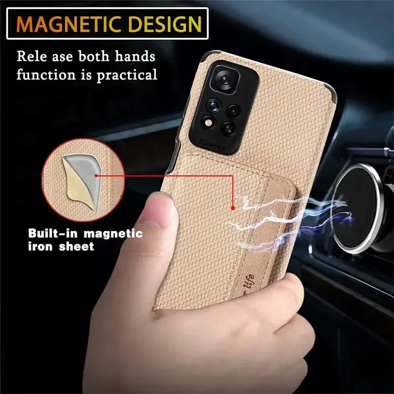 Para Xiaomi 12T 11T Pro Funda de cuero de fibra con tapa magnética para Xiaomi Mi 14T Pro 13 Pro 13T cartera tarjetero cubierta a prueba de golpes - imagen 5