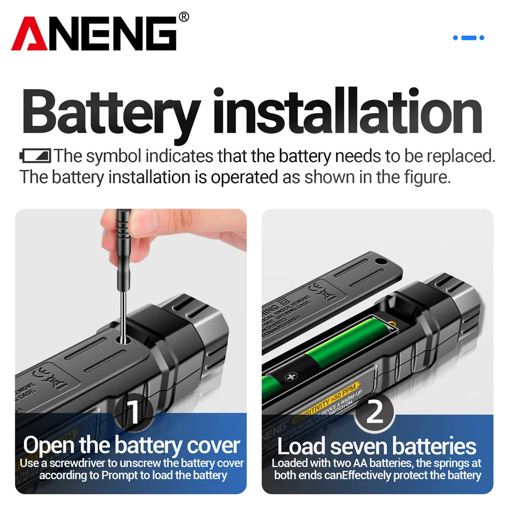 ANENG GN805 Detector de Gas Combustible analizador de Gas medidor de fuga de Gas 50 ~ 10000PPM alarma de sonido ambiental múltiple detectable - imagen 5