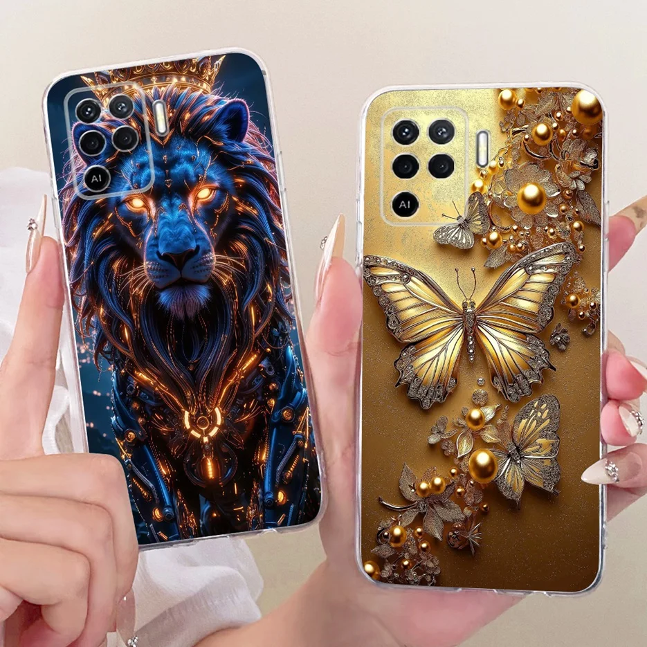 Para Oppo A94 4G funda de lujo con flores pintadas de mariposa funda de teléfono suave y delgada para Oppo A94 A 94 OppoA94 5G CPH2211 Fundas bolsas - imagen 3