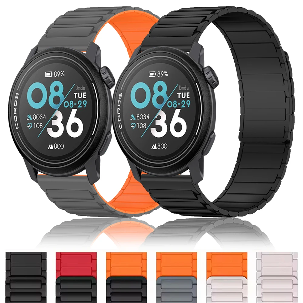 Correa magnética de silicona de 22mm para COROS PACE Pro 3/APEX 2 Pro, pulseras de 46mm para reloj Redmi/Xiaomi, accesorios de pulsera deportiva